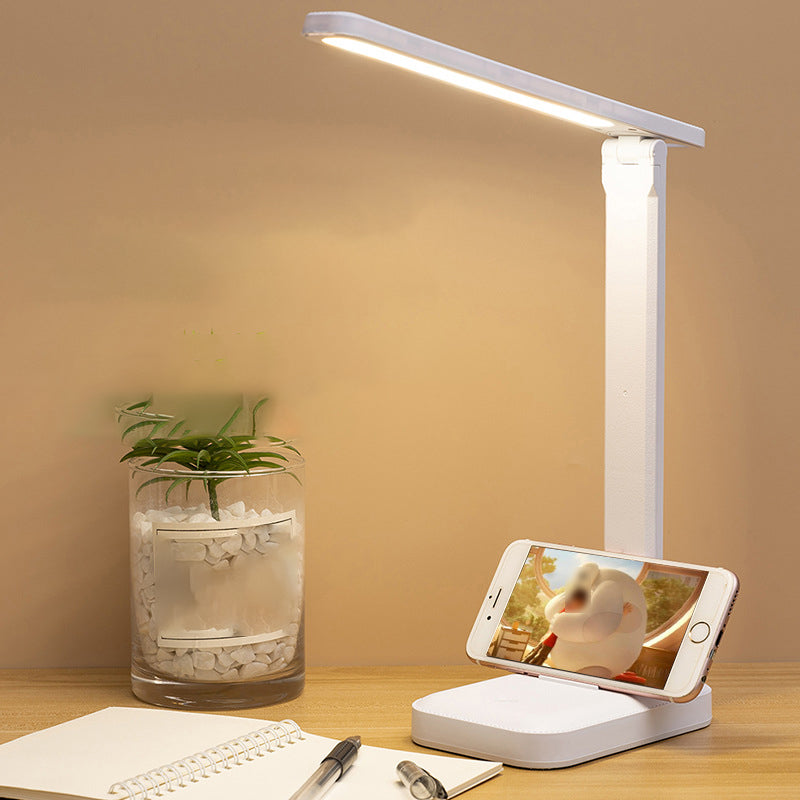 Moderne lineare Tischlampe Metall 1 helle Nachttischlampe in Weiß