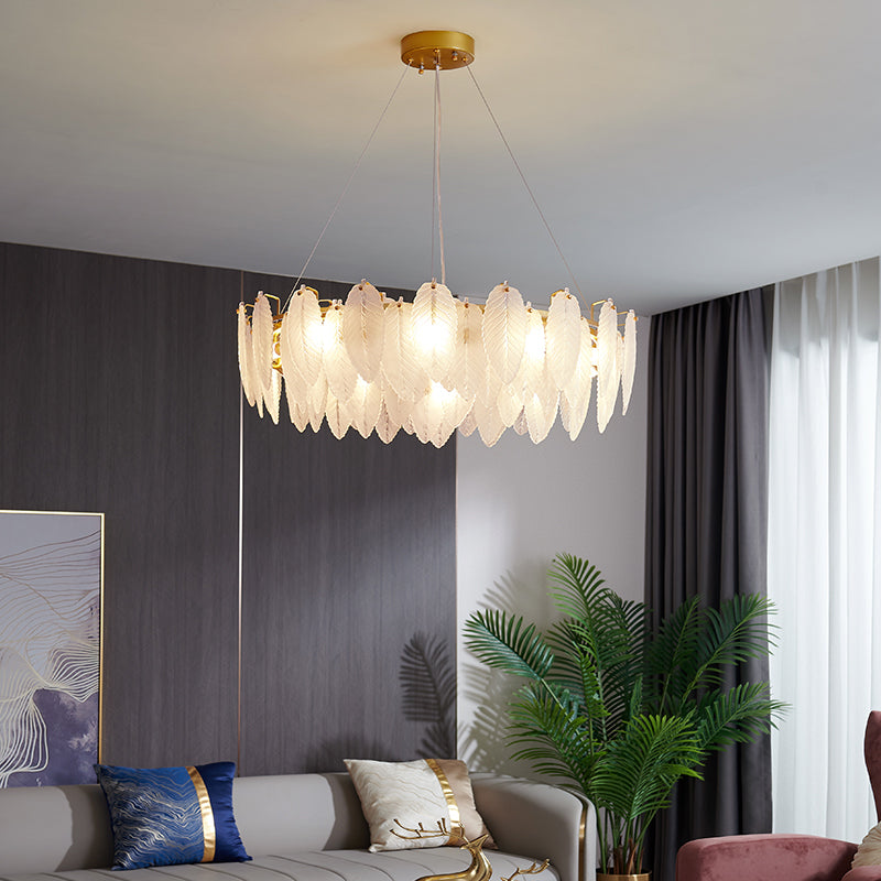 Luxe léger en luxe suspendu en verre clair lustre pendentif lumineuse