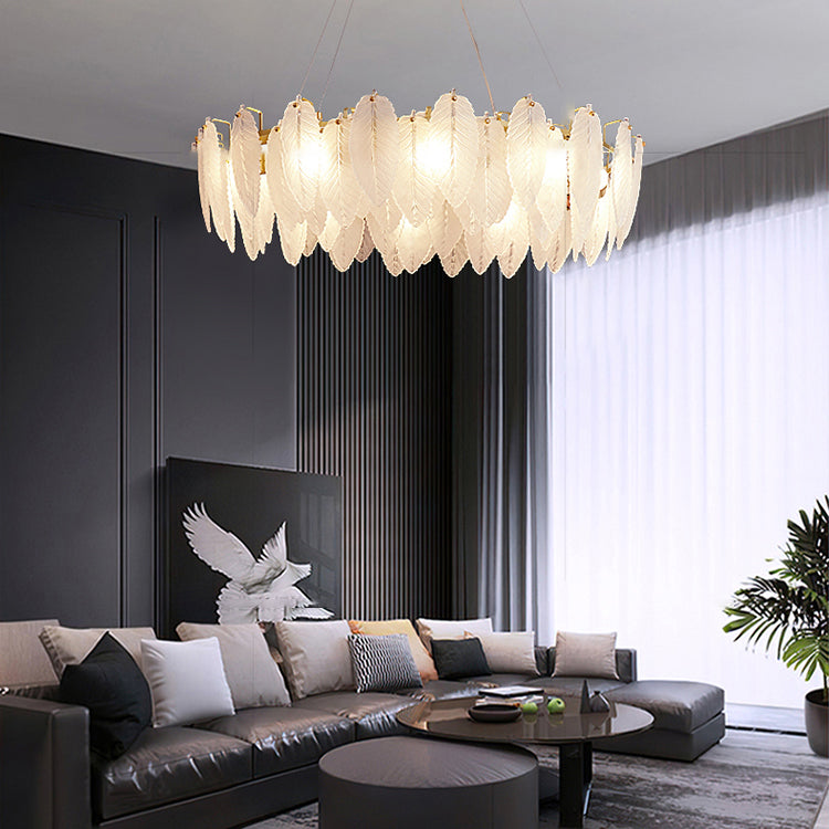 Luxe léger en luxe suspendu en verre clair lustre pendentif lumineuse