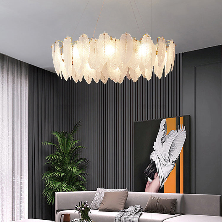 Luxe léger en luxe suspendu en verre clair lustre pendentif lumineuse