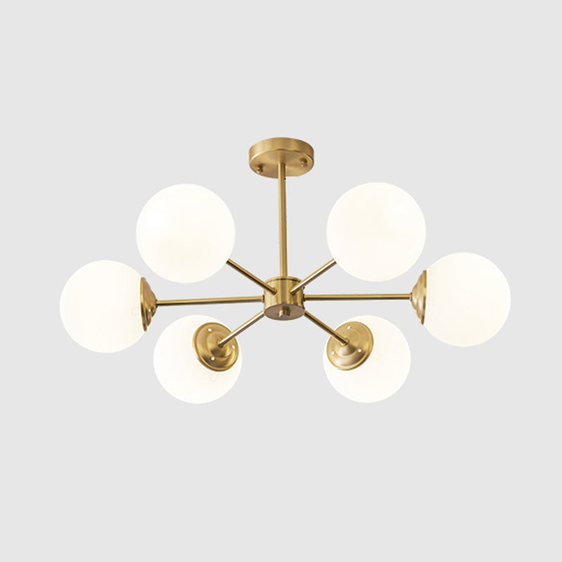 White Glass Global Hanging Chandelier Modern Style Multi Lights Ceiling Pendant Light