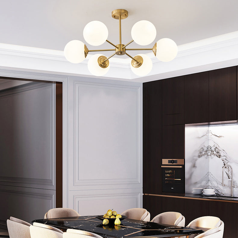 White Glass Global Hanging Chandelier Modern Style Multi Lights Ceiling Pendant Light