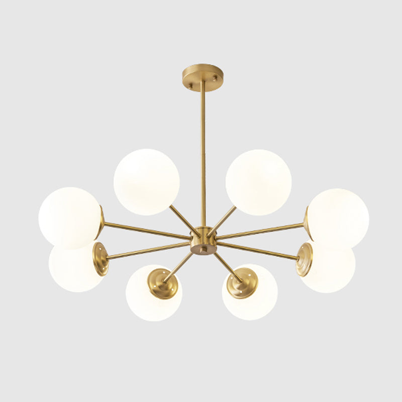 White Glass Global Hanging Chandelier Modern Style Multi Lights Ceiling Pendant Light