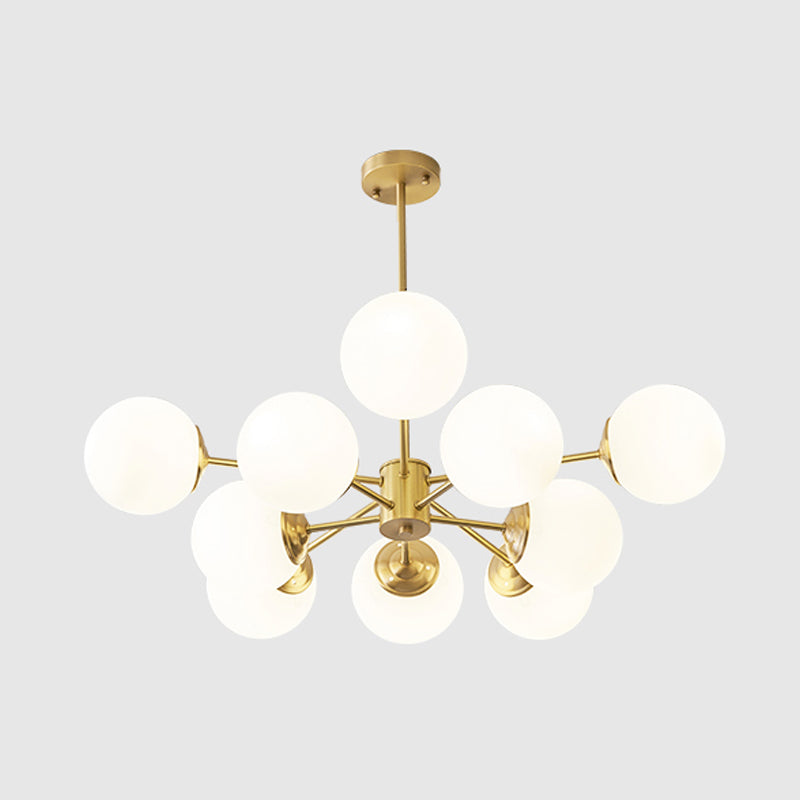 White Glass Global Hanging Chandelier Modern Style Multi Lights Ceiling Pendant Light