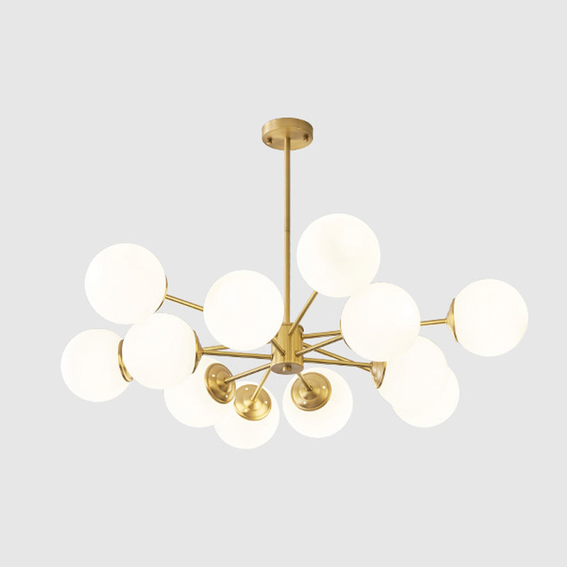 White Glass Global Hanging Chandelier Modern Style Multi Lights Ceiling Pendant Light