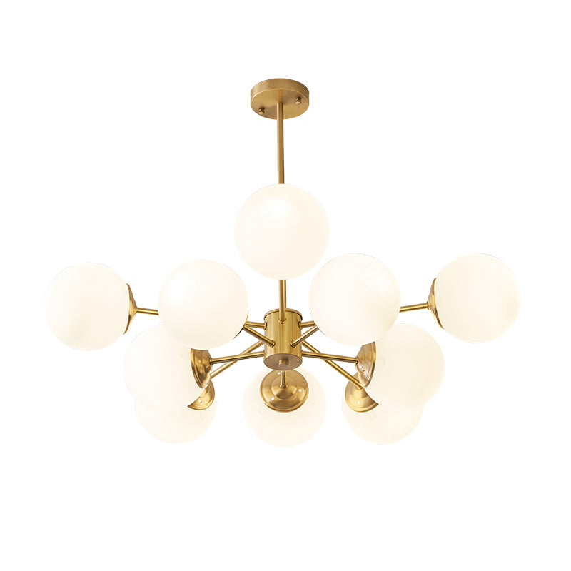 White Glass Global Hanging Chandelier Modern Style Multi Lights Ceiling Pendant Light