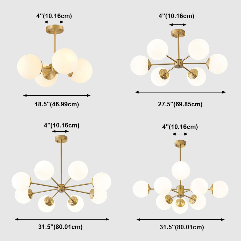 White Glass Global Hanging Chandelier Modern Style Multi Lights Ceiling Pendant Light