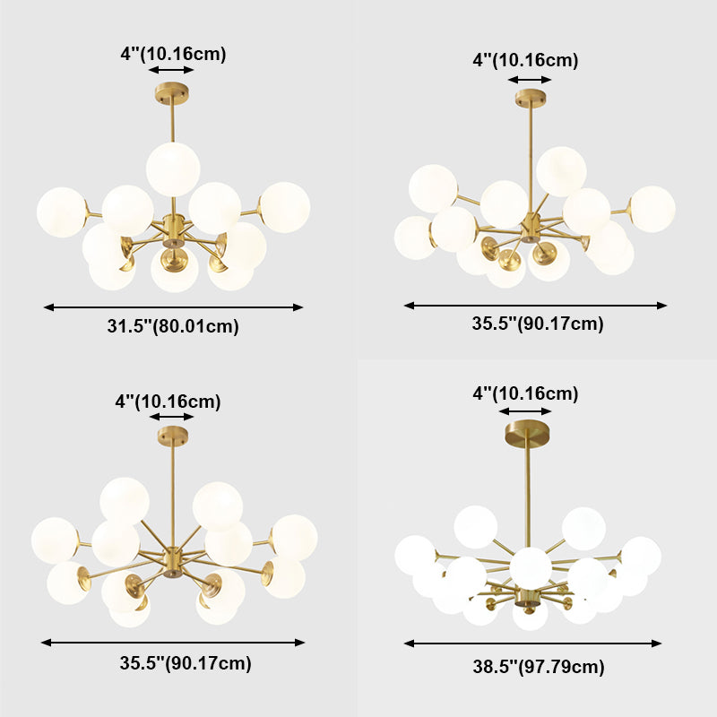 White Glass Global Hanging Chandelier Modern Style Multi Lights Ceiling Pendant Light