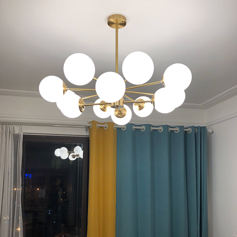White Glass Global Hanging Chandelier Modern Style Multi Lights Ceiling Pendant Light