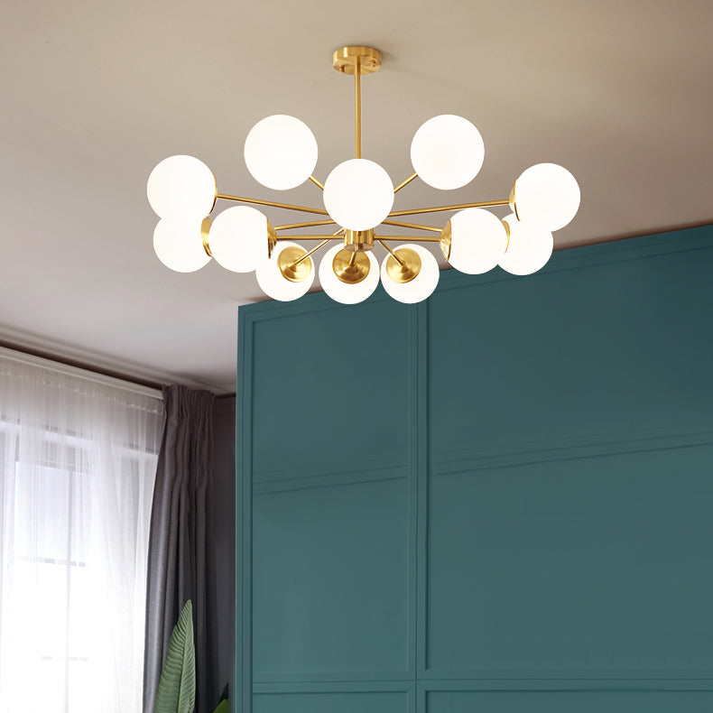 White Glass Global Hanging Chandelier Modern Style Multi Lights Ceiling Pendant Light