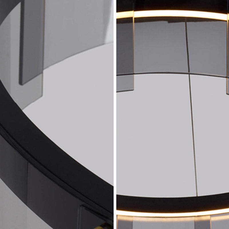 Luz de colgante circular de metal ligero de lámpara LED de lámpara LED moderno con sombra de vidrio