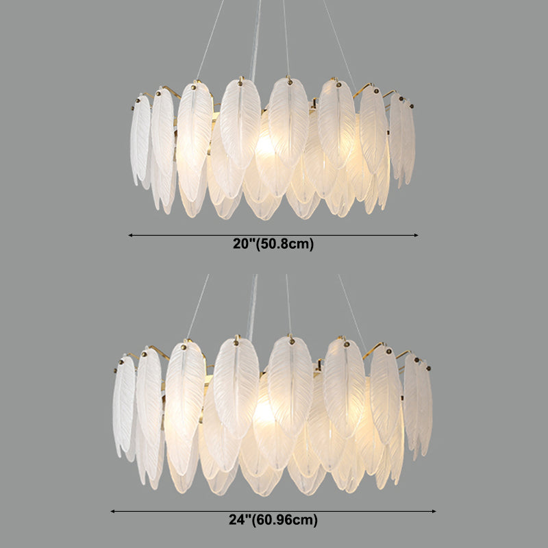 Modern Simple Led Pendant Light Metal Feather kroonluchter voor eetkamer
