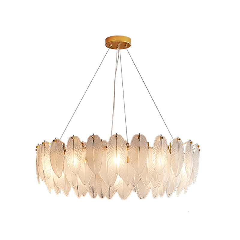 Minimalismo moderno Carrina de plumas de vidrio claro colgante para sala de estar