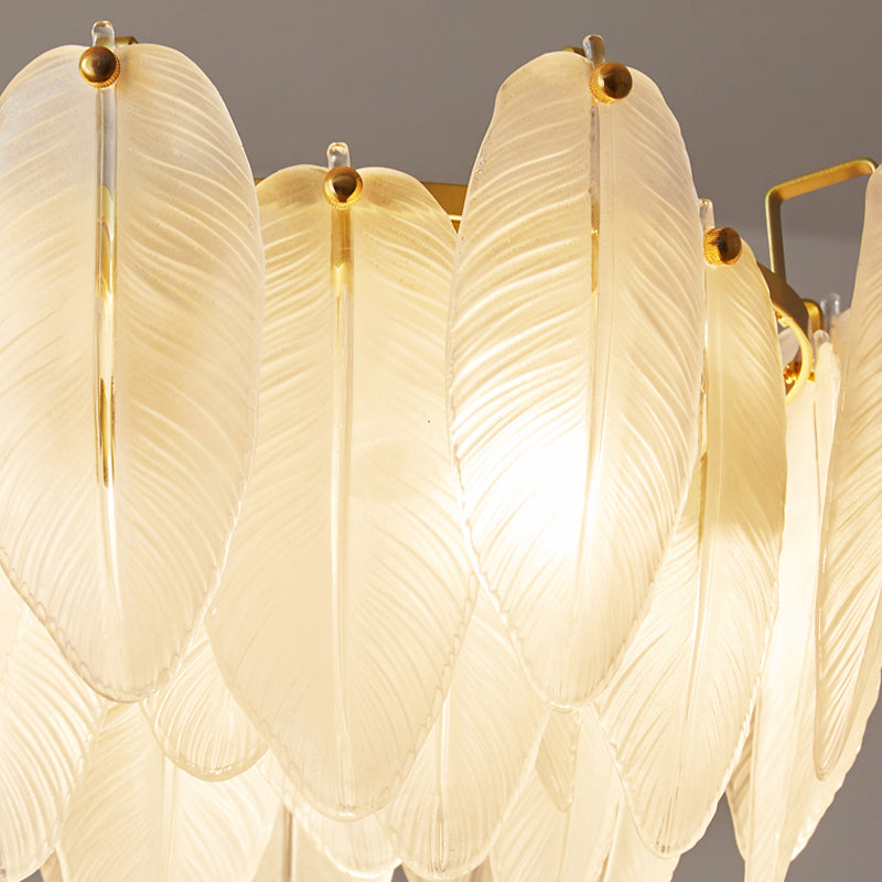 Minimalismo moderno Carrina de plumas de vidrio claro colgante para sala de estar