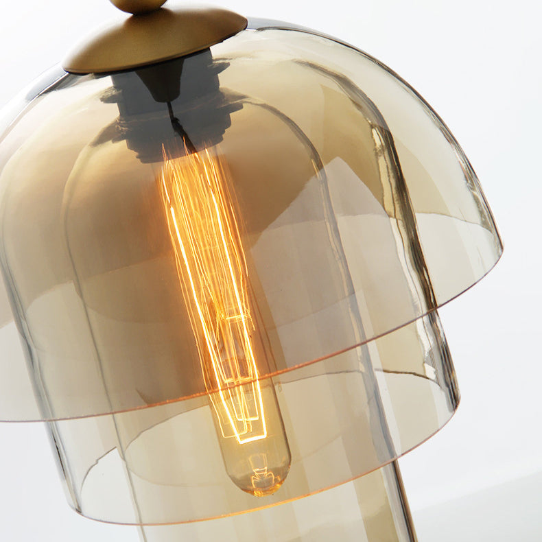 Schmiedeeisen einzelner Anhänger Licht im modernen luxuriösen Glasgeometrie -Hanglampe für Schlafzimmer