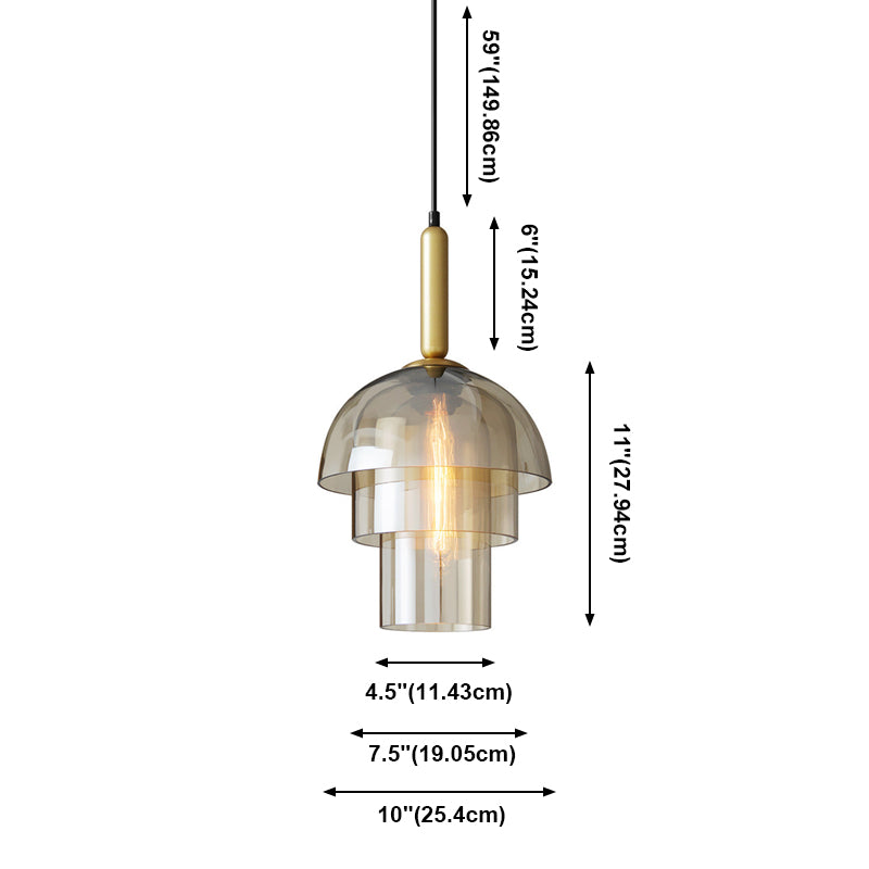 Schmiedeeisen einzelner Anhänger Licht im modernen luxuriösen Glasgeometrie -Hanglampe für Schlafzimmer