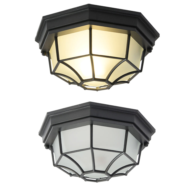 Lampe encastrée de Style moderne, abat-jour octogonal en verre, plafonnier de cour