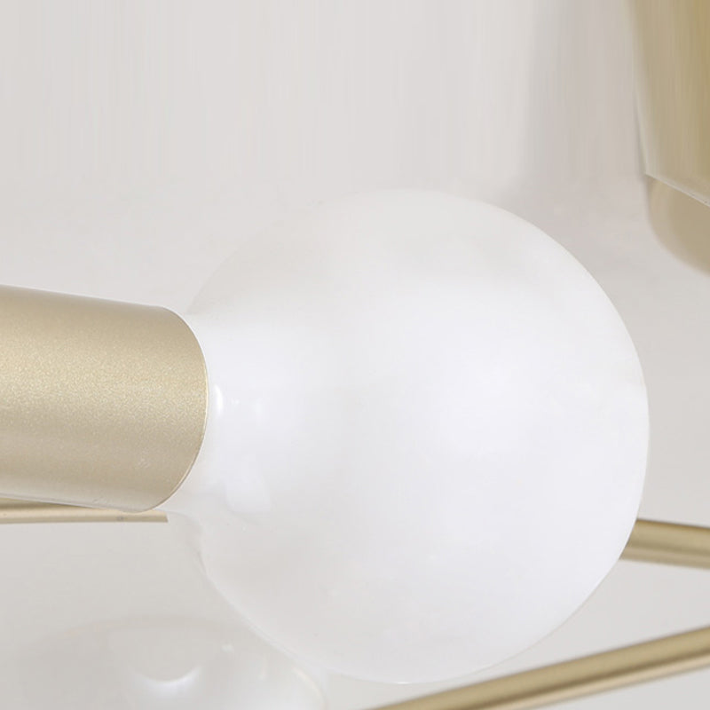 Golden Multi Head Ceiling Light Industrial Metal Semi Flush Mount Lamp for Living Room