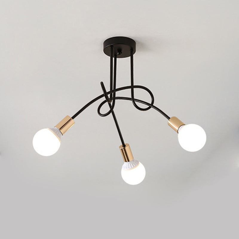 Industrial Style Ceiling Light Metal Multi Head Semi Flush-mount Lamp for Living Room