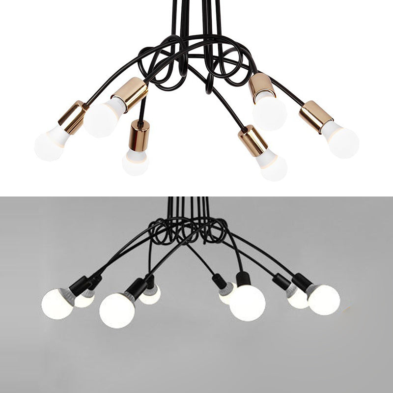 Industrial Style Ceiling Light Metal Multi Head Semi Flush-mount Lamp for Living Room