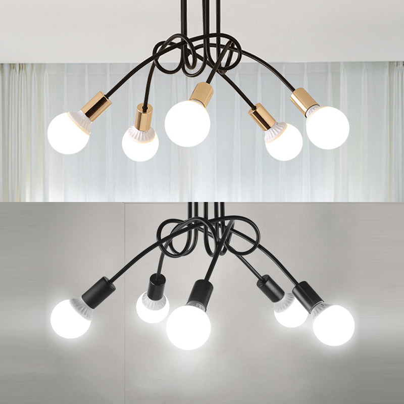 Industrial Style Ceiling Light Metal Multi Head Semi Flush-mount Lamp for Living Room
