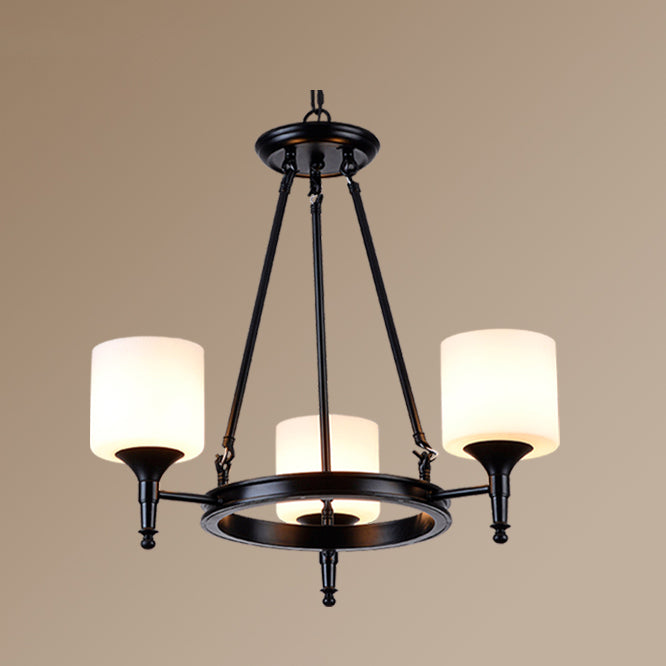 Traditional Style Glass Chandelier Round Suspension Pendant Light for Living Room