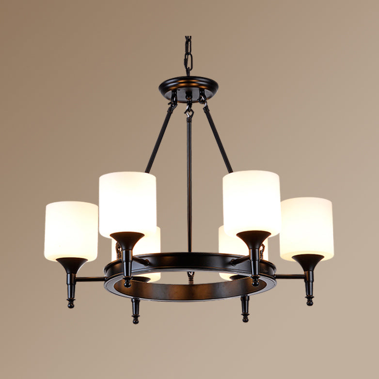 Traditional Style Glass Chandelier Round Suspension Pendant Light for Living Room