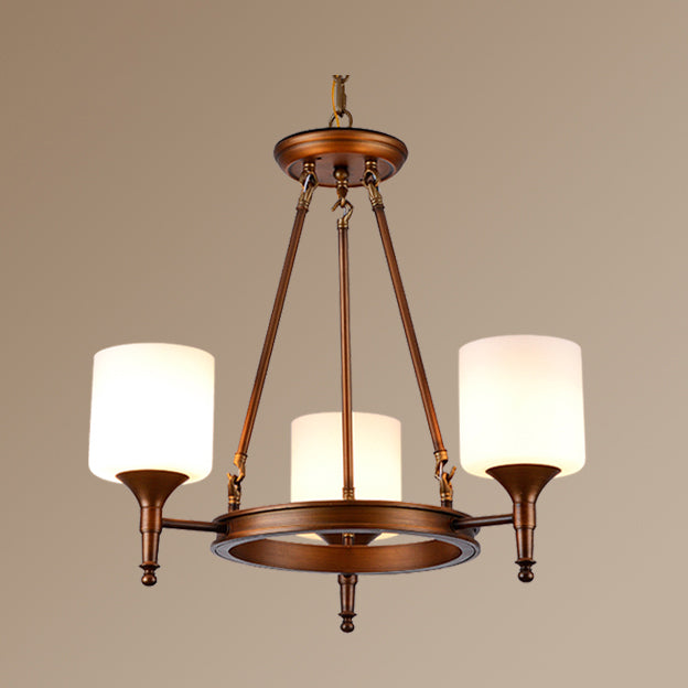Traditional Style Glass Chandelier Round Suspension Pendant Light for Living Room