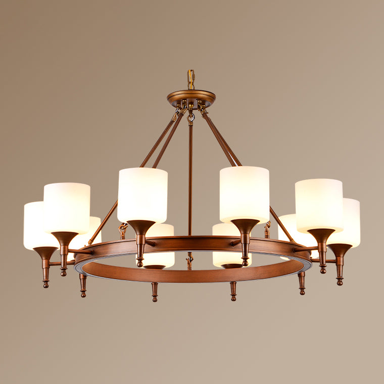 Traditional Style Glass Chandelier Round Suspension Pendant Light for Living Room