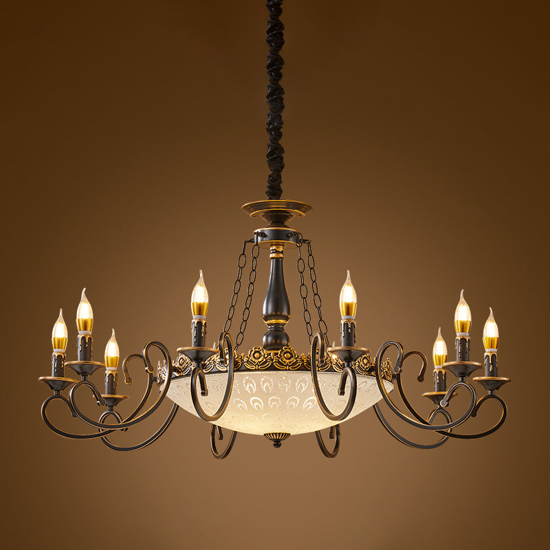 Traditional Style Chandelier Light Black-Gold Metal Candles Hanging Lighting Fixtures