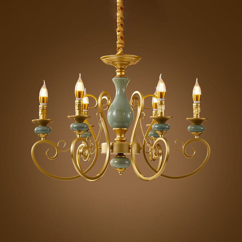 Traditional Style Suspension Pendant Light with Candle Metal Multi Light Pendant