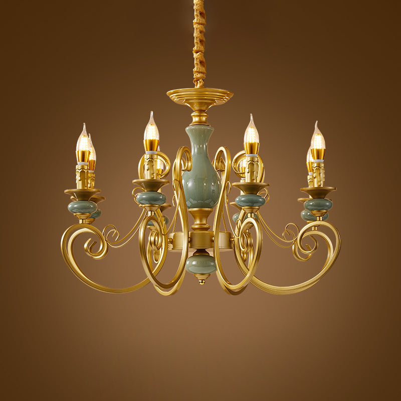 Traditional Style Suspension Pendant Light with Candle Metal Multi Light Pendant