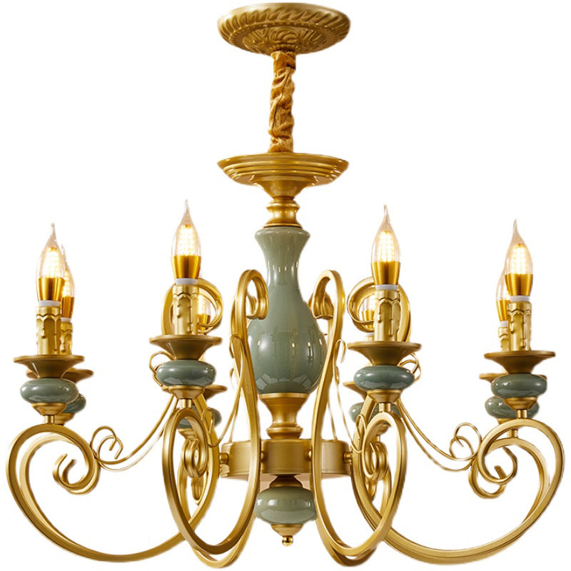 Traditional Style Suspension Pendant Light with Candle Metal Multi Light Pendant