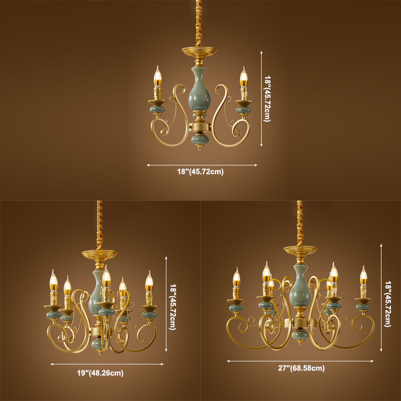 Traditional Style Suspension Pendant Light with Candle Metal Multi Light Pendant