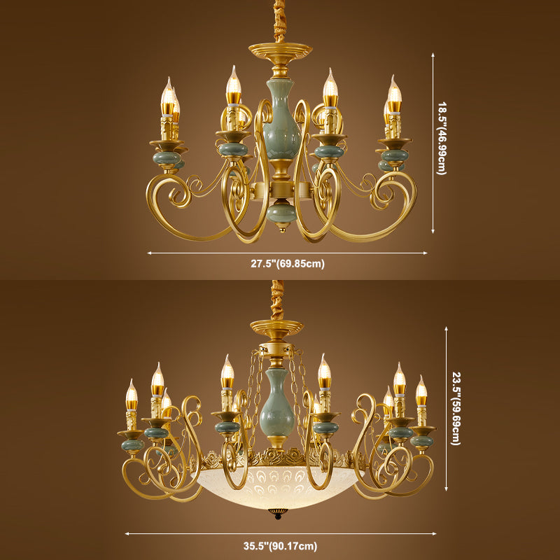 Traditional Style Suspension Pendant Light with Candle Metal Multi Light Pendant