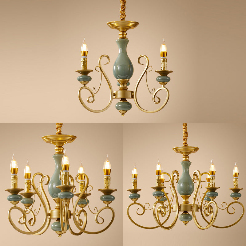 Traditional Style Suspension Pendant Light with Candle Metal Multi Light Pendant