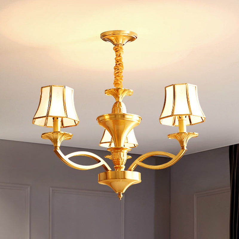 Multi-Head Chandelier Light Traditional Barrel Pendant Lamp with White Glass Shade