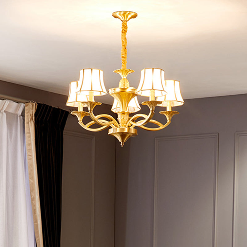 Multi-Head Chandelier Light Traditional Barrel Pendant Lamp with White Glass Shade