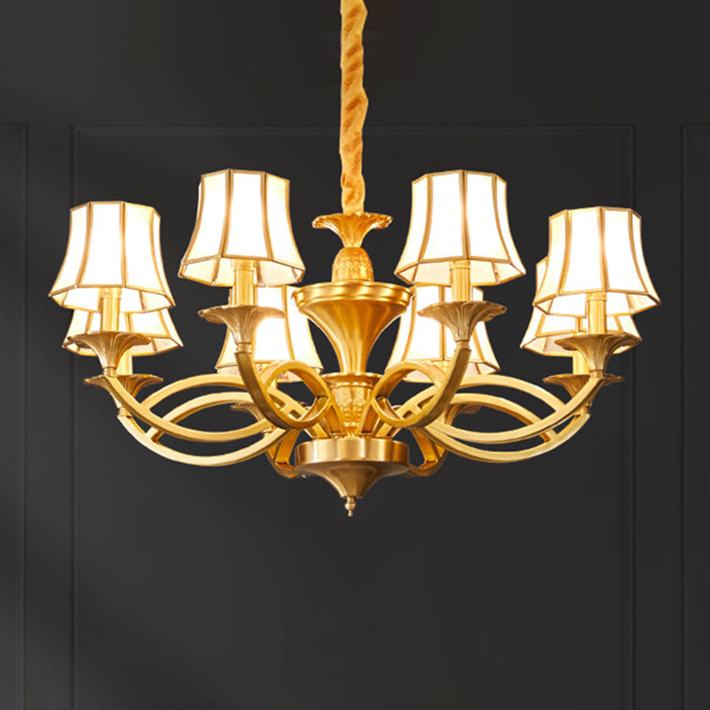 Multi-Head Chandelier Light Traditional Barrel Pendant Lamp with White Glass Shade