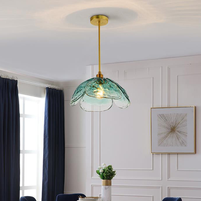 Farbenfrohe Blumenform hängen hängendes Flussglas 1 leichte Anhängerlampe für das Restaurant