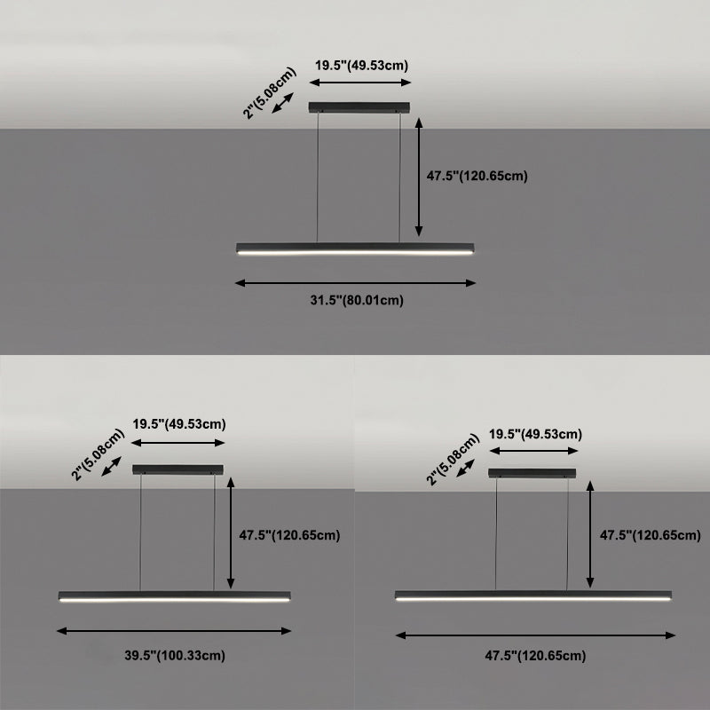 Simplicité Contemporary Island Light Acrylique Long Strip Prowing Lampe pour salle à manger