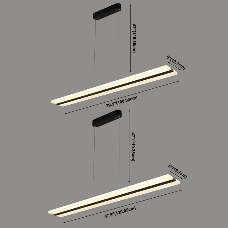 Black Island Lighting Fixtures Modern Style LED Hanging Lamp for Dining Room