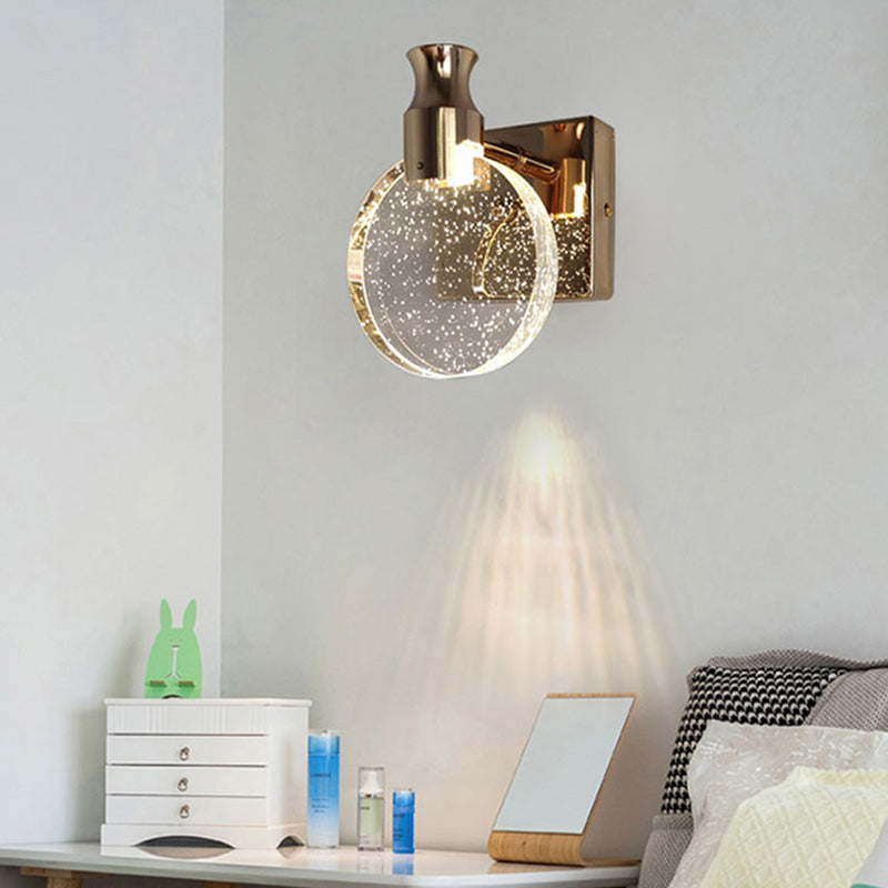 Runde LED -Wandleuchten Licht zeitgenössischer moderner Kristallschatten Innenwandlicht