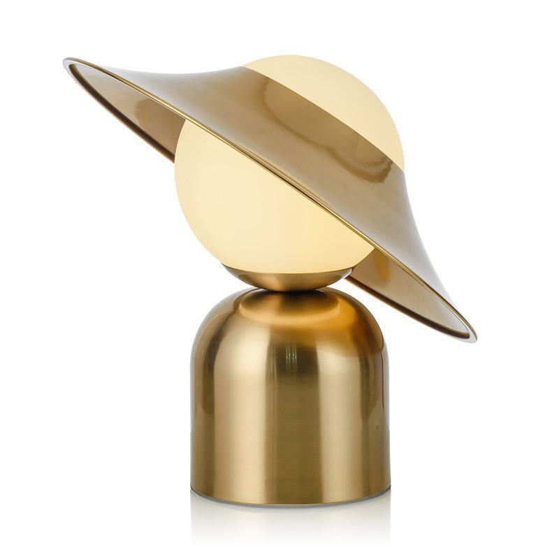 Hat Night Table Lamps Modern 1-Light Nightstand Lights with White Glass Shade for Bedroom