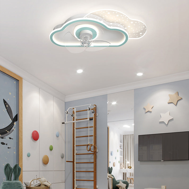 Ventilador de techo circular minimalista de moda Luz de acrílico para niños LED LED SEMI FLUSH LUCH