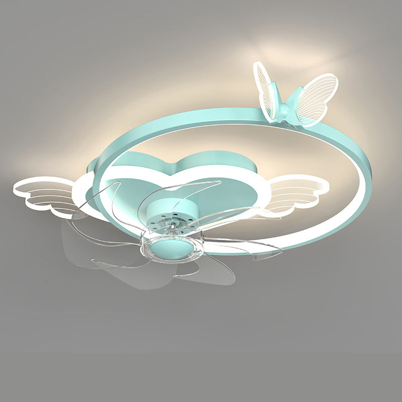 Ventilador de techo circular minimalista de moda Luz de acrílico para niños LED LED SEMI FLUSH LUCH