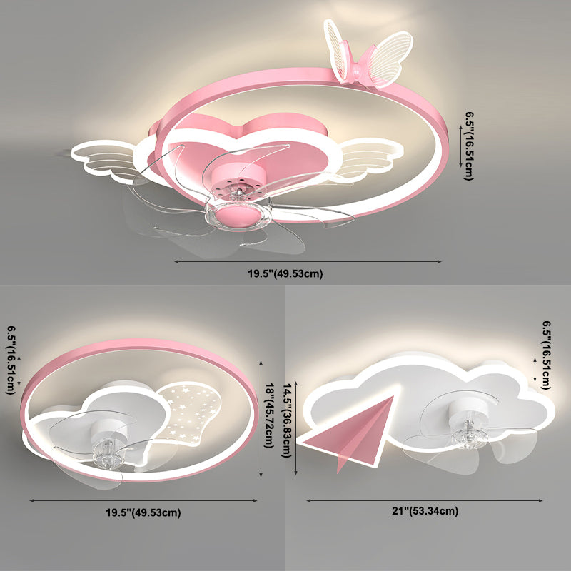 Ventilador de techo circular minimalista de moda Luz de acrílico para niños LED LED SEMI FLUSH LUCH