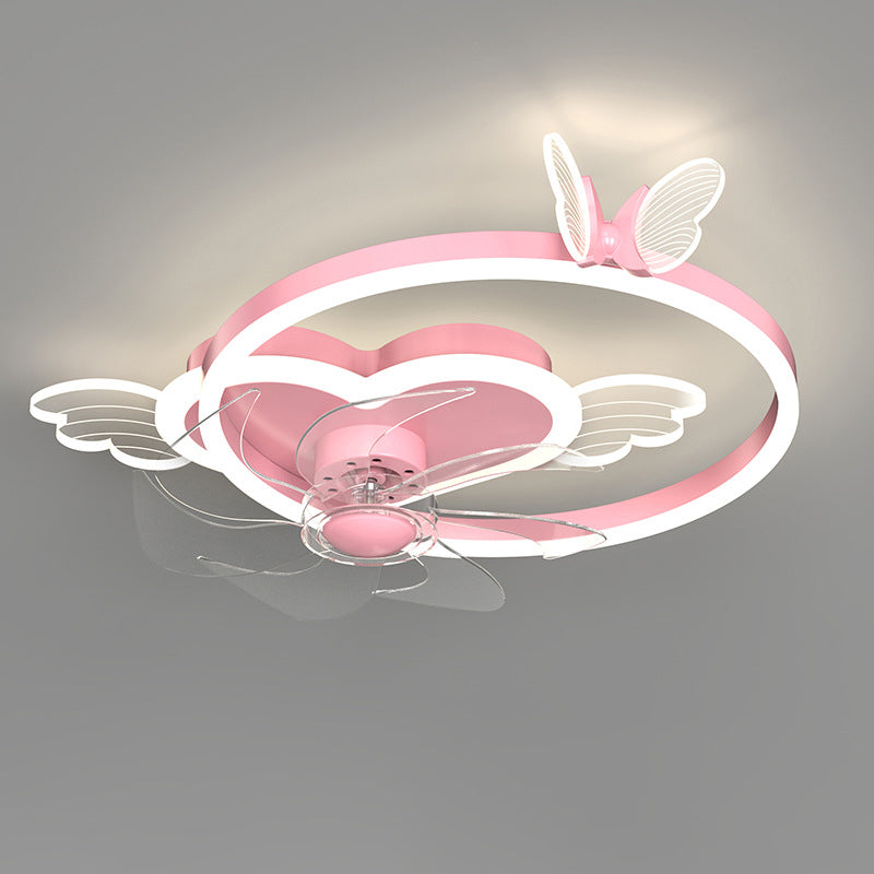 Ventilador de techo circular minimalista de moda Luz de acrílico para niños LED LED SEMI FLUSH LUCH
