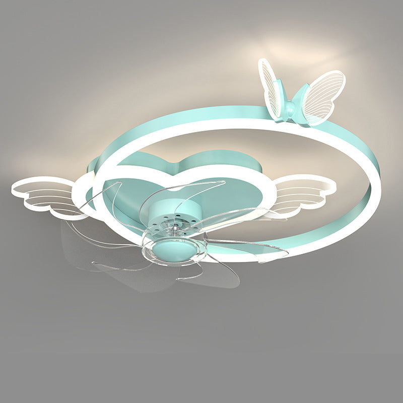 Ventilador de techo circular minimalista de moda Luz de acrílico para niños LED LED SEMI FLUSH LUCH