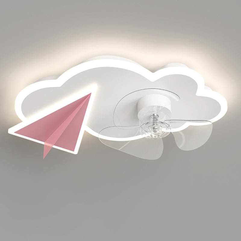 Ventilador de techo circular minimalista de moda Luz de acrílico para niños LED LED SEMI FLUSH LUCH
